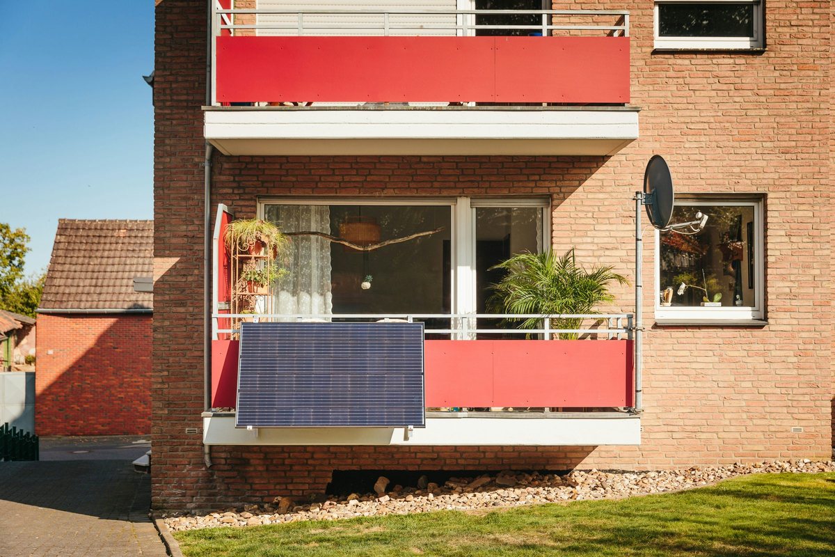 Solar panel on an apartment balcony